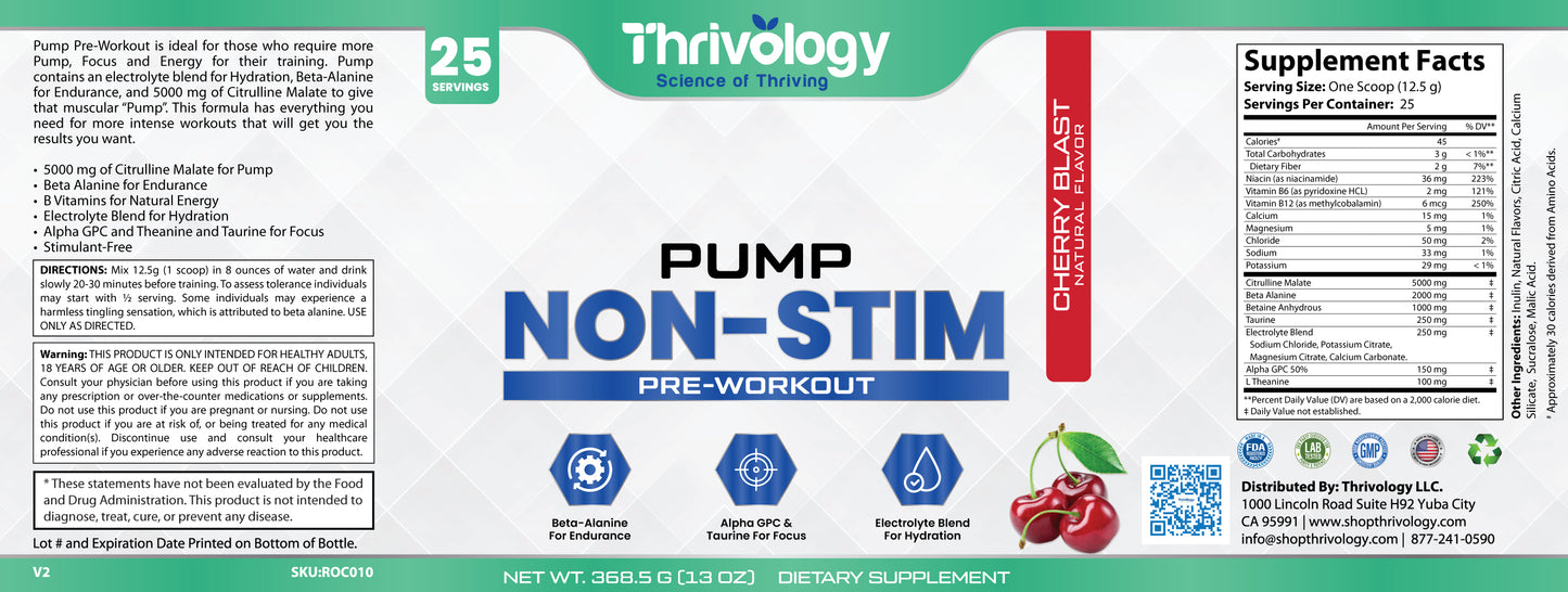 Pump Non-Stim Pre-Workout Cherry Blast