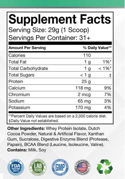 Iso Thrive Pure Protein 100% Isolate Whey Protein    Flavor: chocolate