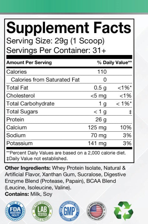 Iso Thrive Pure Protein  100% Isolate Whey Protein  Flavor: Vanilla